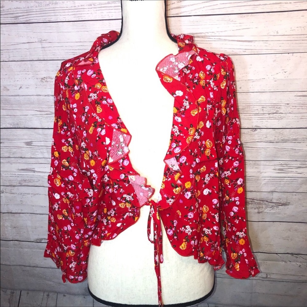 F21 >> Plus Size Floral Crop Top Sleeves NWT - Picture 2 of 2